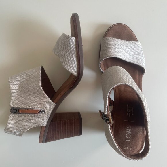 Toms Majorca Cutout Heeled Sandal, Beige/White, Size 8.5 - Picture 3 of 7